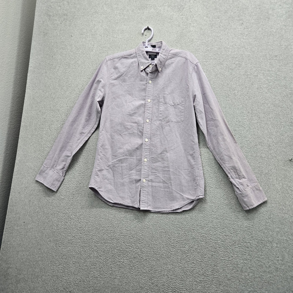 J.crew Men Button Up Shirt M Purple Oxford Slim Long Sleeve Slimming Chambray